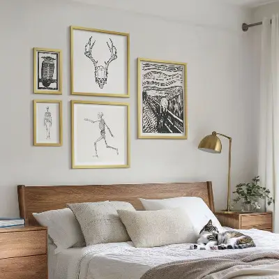 Framed photo print set featuring surrealist nature and human themes