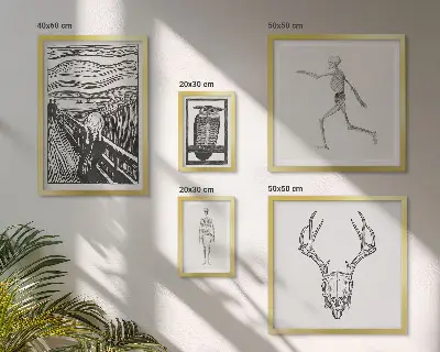 Framed photo print set featuring surrealist nature and human themes