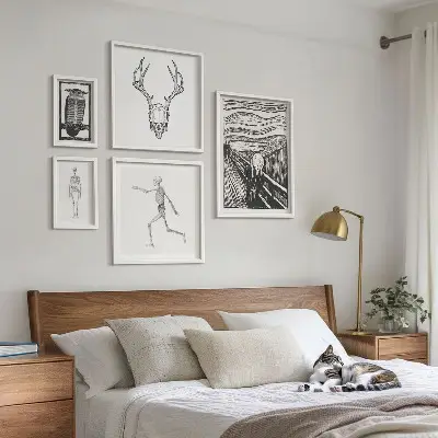 Framed photo print set featuring surrealist nature and human themes