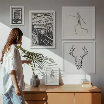 Framed photo print set featuring surrealist nature and human themes