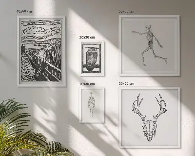 Framed photo print set featuring surrealist nature and human themes