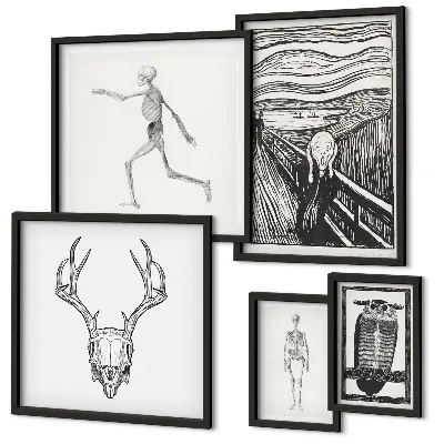 Framed photo print set featuring surrealist nature and human themes