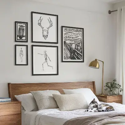 Framed photo print set featuring surrealist nature and human themes