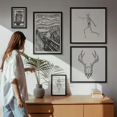 Framed photo print set featuring surrealist nature and human themes