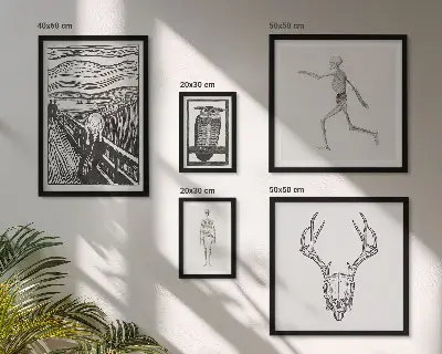 Framed photo print set featuring surrealist nature and human themes