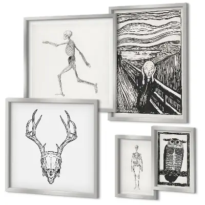 Framed photo print set featuring surrealist nature and human themes