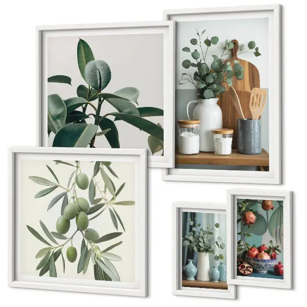 Natural Scandinavian plants wall art set of 5 pieces