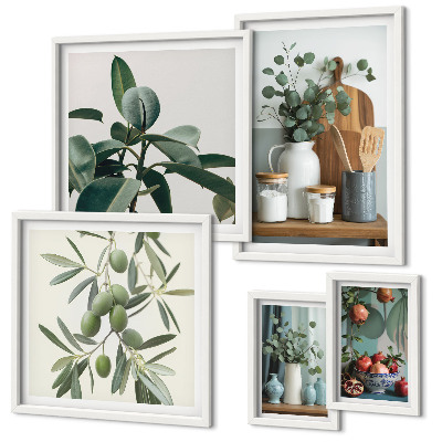 Set of 5 wall art pieces Natural Scandinavian plants
