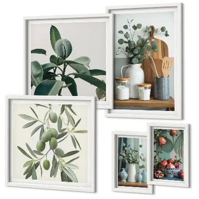 Natural Scandinavian plants wall art set of 5 pieces
