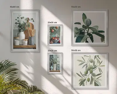 Natural Scandinavian plants wall art set of 5 pieces