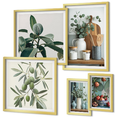 Set of 5 wall art pieces Natural Scandinavian plants