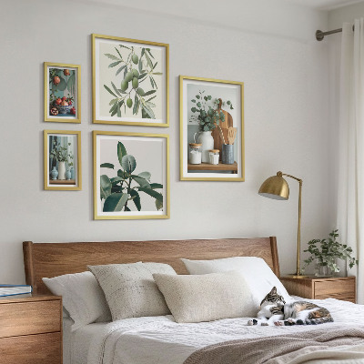 Set of 5 wall art pieces Natural Scandinavian plants