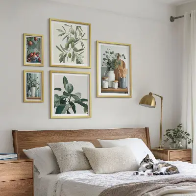 Natural Scandinavian plants wall art set of 5 pieces
