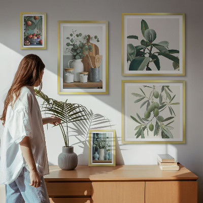 Set of 5 wall art pieces Natural Scandinavian plants