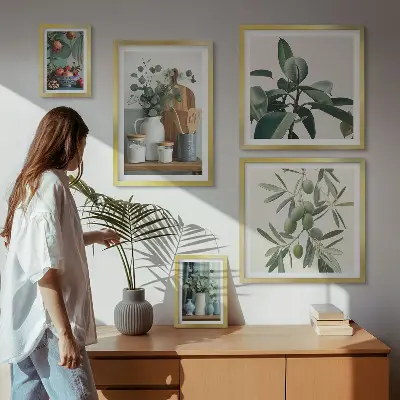 Natural Scandinavian plants wall art set of 5 pieces