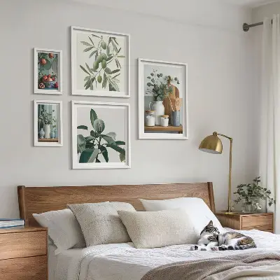 Natural Scandinavian plants wall art set of 5 pieces
