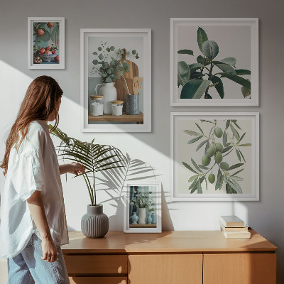 Set of 5 wall art pieces Natural Scandinavian plants