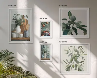 Natural Scandinavian plants wall art set of 5 pieces
