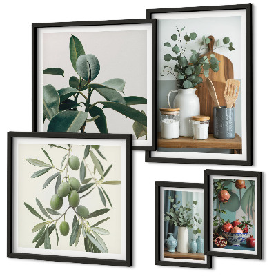Set of 5 wall art pieces Natural Scandinavian plants