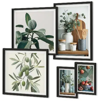 Natural Scandinavian plants wall art set of 5 pieces