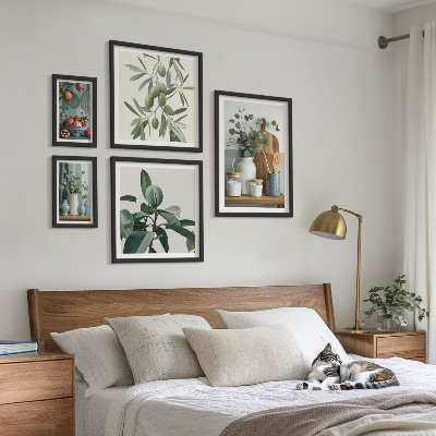 Set of 5 wall art pieces Natural Scandinavian plants