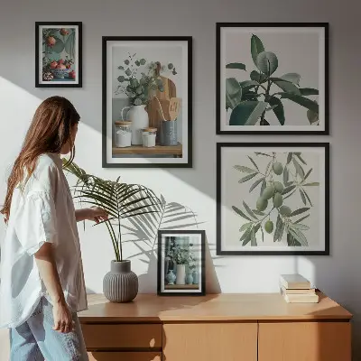 Natural Scandinavian plants wall art set of 5 pieces