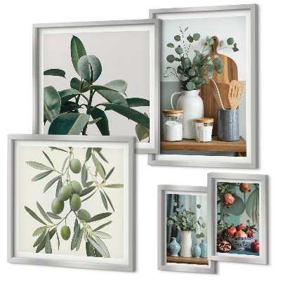 Set of 5 wall art pieces Natural Scandinavian plants