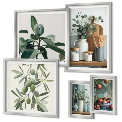 Natural Scandinavian plants wall art set of 5 pieces