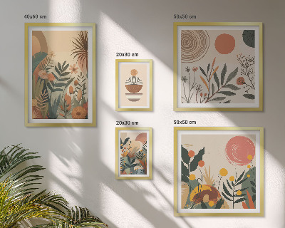 Set of 5 wall art pieces Abstract boho plant motifs