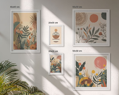 Set of 5 wall art pieces Abstract boho plant motifs