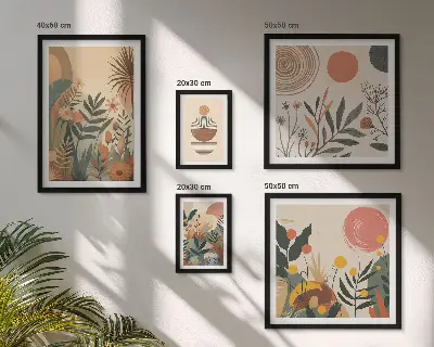 Abstract boho plant wall art set set of 5 pieces