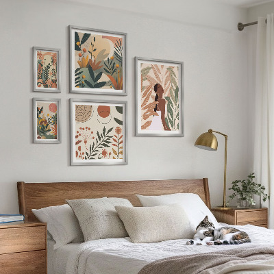 Gallery wall Boho style with a plant figure