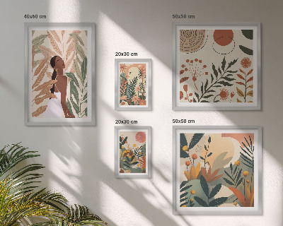 Gallery wall Boho style with a plant figure