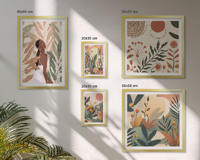 Gallery wall Boho style with a plant figure