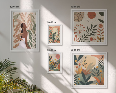 Gallery wall Boho style with a plant figure