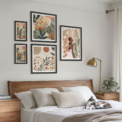 Gallery wall Boho style with a plant figure