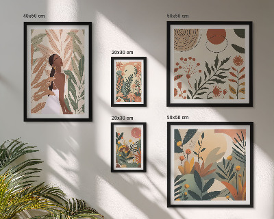 Gallery wall Boho style with a plant figure