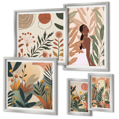 Gallery wall Boho style with a plant figure
