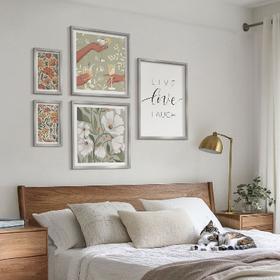 Set of 5 wall art pieces Stylish floral graphics slogans