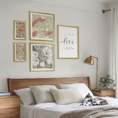 Set of 5 wall art pieces Stylish floral graphics slogans