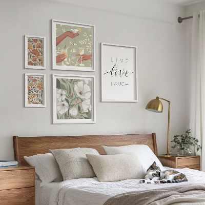 Set of 5 wall art pieces Stylish floral graphics slogans