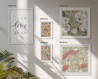 Set of 5 wall art pieces Stylish floral graphics slogans