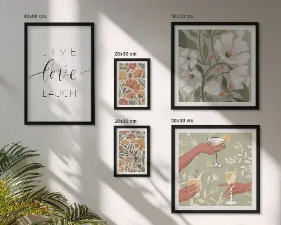 Set of 5 floral wall art pieces with stylish graphic slogans