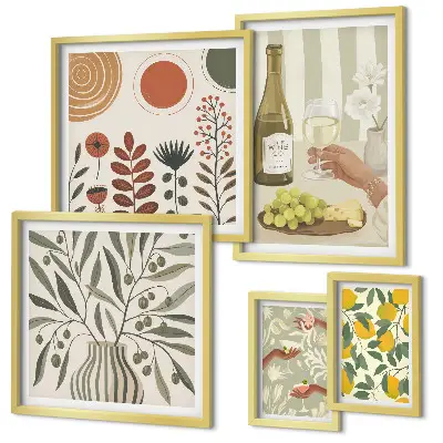 Gallery wall art stylish wine themed wall decor