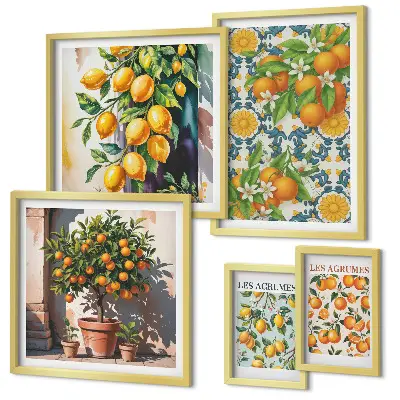 Set of 5 vintage citrus fruit and flower wall art pieces vintage citrus fruit and flower wall art set of 5