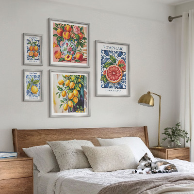 Set of 5 wall art pieces Sunny vintage citrus