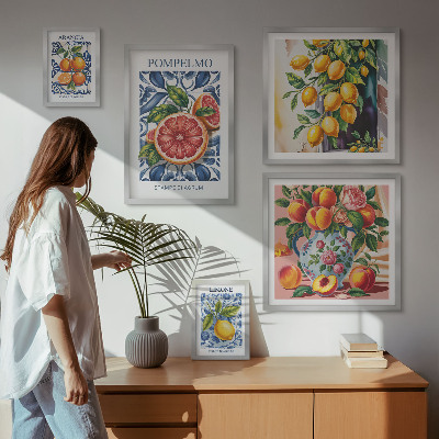 Set of 5 wall art pieces Sunny vintage citrus
