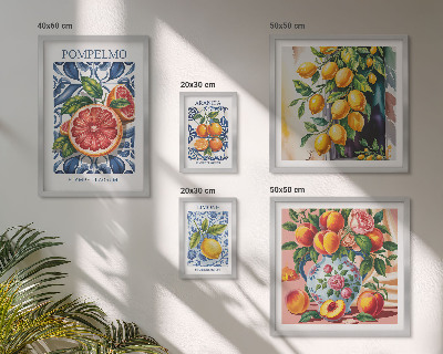 Set of 5 wall art pieces Sunny vintage citrus