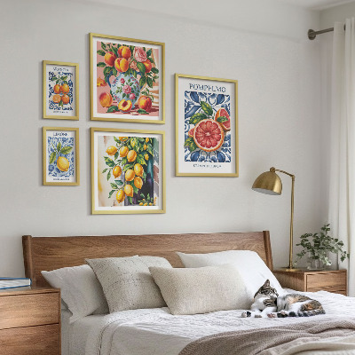 Set of 5 wall art pieces Sunny vintage citrus