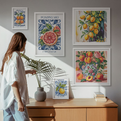 Set of 5 wall art pieces Sunny vintage citrus